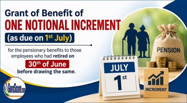Notional Increment for pensionary benefits to those Railway employees who had retired on 30th of June Railway Board order dated 16.07.2026