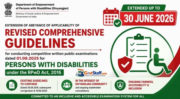 Government extends abeyance of revised comprehensive guidelines for PwBD competitive examinations – Ministry of Social Justice & Empowerment OM Government extends abeyance of revised comprehensive guidelines for PwBD competitive examinations – Ministry of Social Justice & Empowerment OM