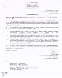iGOT Mandatory Courses & Comprehensive Assessment for APAR Cycle 2026-27: Department of Defence OM 3 BRNB422001D3801_016469_iGOT-01