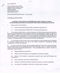 ECHS advisory on clear and legible prescriptions by specialist doctors of empanelled HCOs 3 echs-advisor-on-clear-and-legible-prescriptions-01