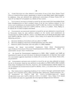 Relaxation to travel by air to visit North East Region, Jammu Kashmir, Ladakh and Andaman & Nicobar Islands under CCS(LTC) Rules 1988 - Extension for two years beyond 25.09.2026 i.e. utpo 25.09.2028 5 Relaxation to travel by air