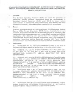 Domiciliary Medical Equipment (DME) cases under ECHS - Standard Operating Procedure (SOP) 2 SOP processing domiciliary medical equipment cases under ECHS