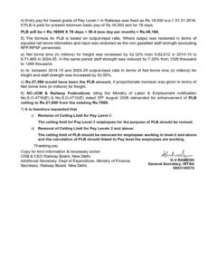 Revision of Productivity Linked Bonus ceiling from Rs.7,000 to Rs.18,000 - IRTSA writes to Finance Minister 4 revision-of-productivity-linked-bonus-ceiling