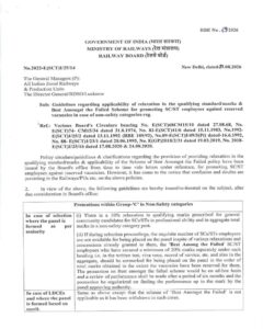 SC/ST Promotion: Guidelines regarding applicability of relaxation in qualifying marks - Railway Board RBE No.69/2026 3 SC/ST Promotion Guidelines