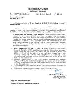 Accountal of Crew Review & IRRT NOC during vacancy assessment