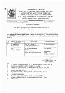 Dr. Agarwals Eye Hospital Limited : Fresh Empanelment of Private Health Care Organizations (HCOs) under CGHS Chennai for a period of three years from 28/09/2026 2 Dr. Agarwals Eye Hospital Limited Fresh Empanelment