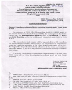 Fresh Empanelment of 17 Multi-speciality Hospitals under CGHS Delhi & NCR - CGHS OM dated 18.09.2026 2 Fresh Empanelment of 17 Multi-speciality Hospitals under CGHS Delhi NCR