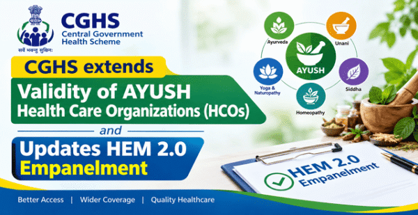 CGHS extends Validity of AYUSH Health Care Organizations (HCOs) and Updates HEM 2.0 Empanelment 2 validity-ayush-health-care-organizations-updates-hem-2-0-empanelment